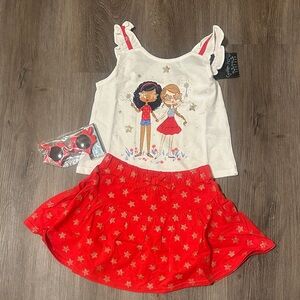 Girls Red blue and white set with sunglasses size 5/6